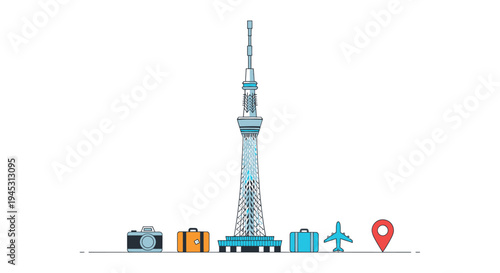 Travel essentials with camera and suitcase illustration