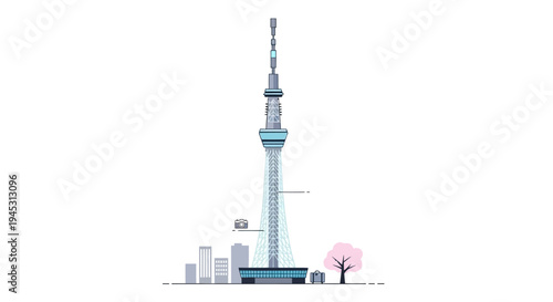 Minimalist Cityscape Icon with Camera and Location Pin