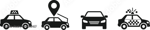 Taxi and Car Transport Icons Vector Set