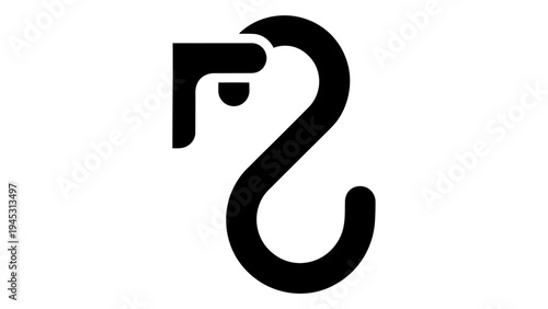 Black heavy duty curtain hook icon on white background for hanging curtains securely