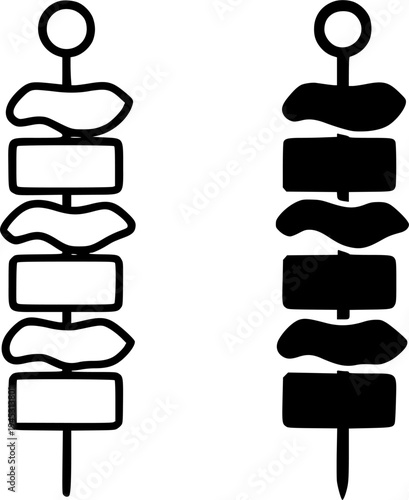 Turkish kebab illustration icon, outline and silhouette, for food design