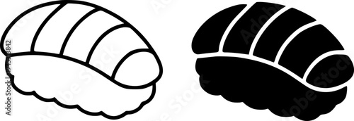 Sushi illustration icon, outline and silhouette, for fast food design