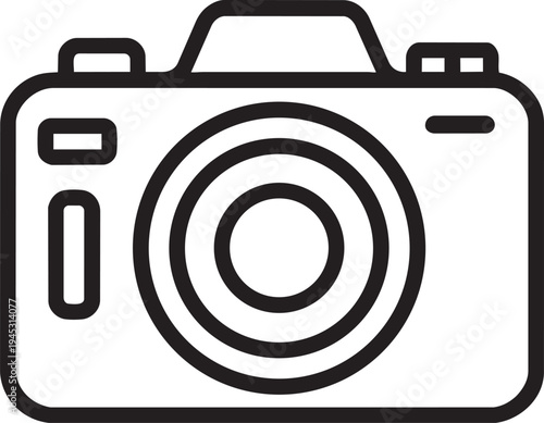 Electronics technology store camera outline icon for shopping mall navigation and shop category sign graphic symbol