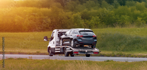 Fotografía Auto transport service responding to roadside incident