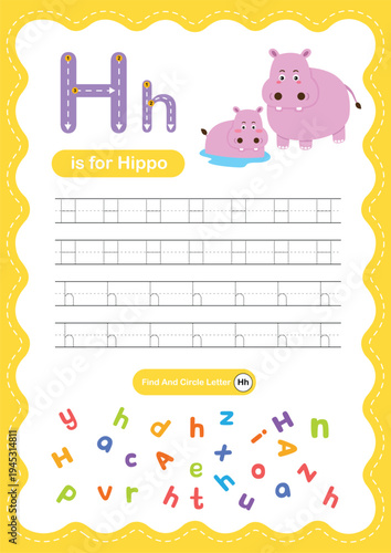 Foto Alphabet Letter H Tracing Worksheet for Kids, Preschool and Kindergarten Handwri