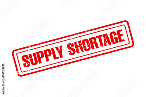 Supply shortage grungy stamp effect red vector illustration graphic, for showing limited supplies of things and products.