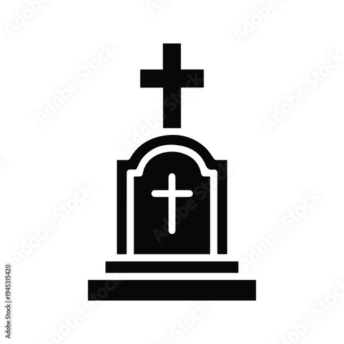 Christian Cross Dog Tag Silhouette Icon Symbol of Faith, Religion, and Spirituality