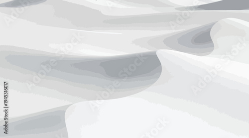 Abstract white and gray swirling shapes forming a minimalist background design element with smooth curves