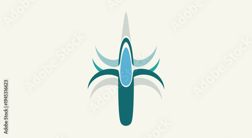 Abstract teal design on white background ideal for creative projects