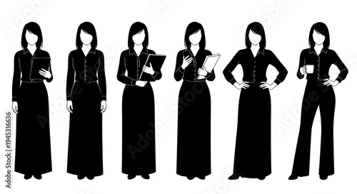 Business Women Silhouettes, Professional Female Figures, Vector Art