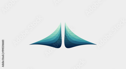 Abstract illustration of two symmetrical teal shapes on a white background