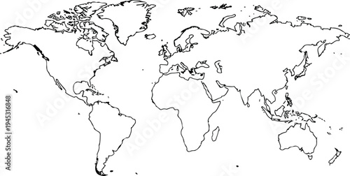 World map outline vector