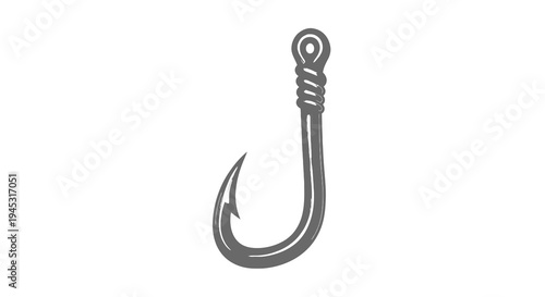Black and White Fishing Hook Vector Art