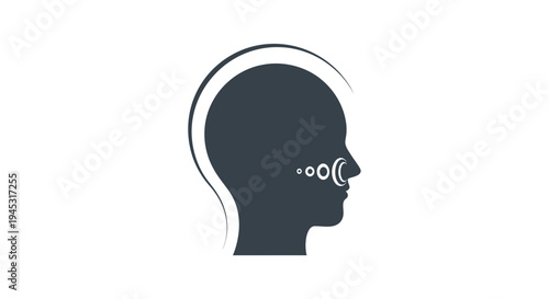 Abstract silhouette of a human head with conceptual thought bubbles