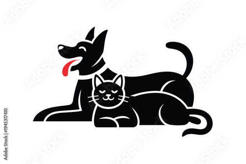 Friendly Dog and Cat, pet companionship concept