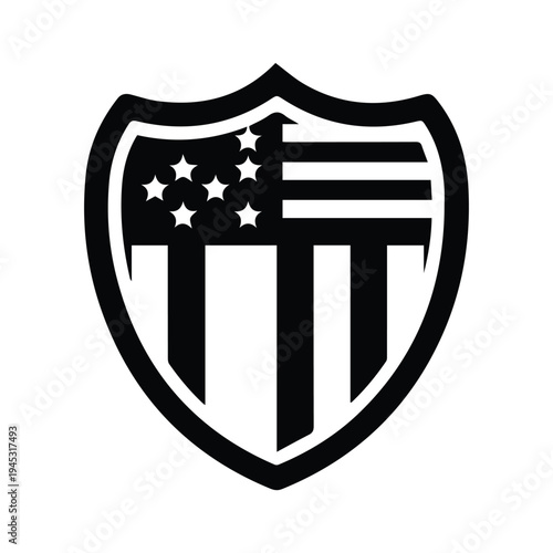 Majestic Eagle Silhouette with Wings Spread Wide in Flight, Symbol of Freedom, Power, and National Pride on White Background