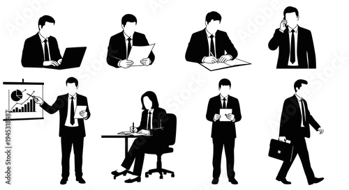 Businessmen Silhouettes - Finance, Office, Technology, Meeting, Success Icons
