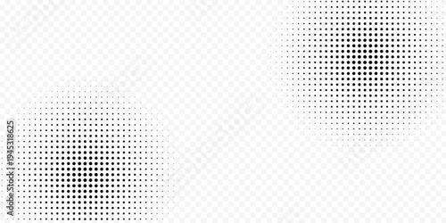 Set of halftone dots gradient pattern texture isolated on white background. Straight dotted spots using halftone circle dot raster texture. Vector blot half tone collection.