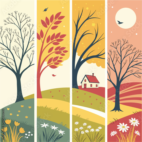 autumn landscape vector illustration