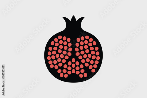 Black Pomegranate with Red Arils, fresh fruit concept