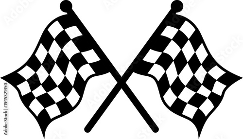 crossed black and white checkered racing flags vector isolated 