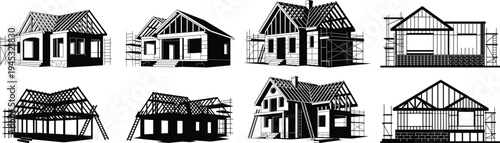 House construction process, framework, scaffolding, building stages