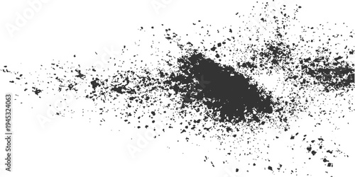 An artistic abstract black ink splashes and splatters on a clean backdrop, evoking creativity, rawness and modern style.