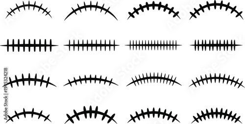 eyelash styles vector set, beauty makeup lash shapes collection isolated black cosmetic lashes design for fashion and cosmetic illustration