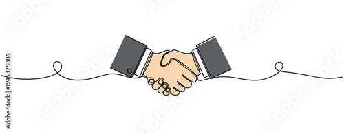 Business partners shaking hands over neutral white background. no editable stroke