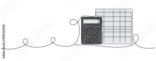 Calculator and spreadsheet used for accounting and budgeting. no editable stroke
