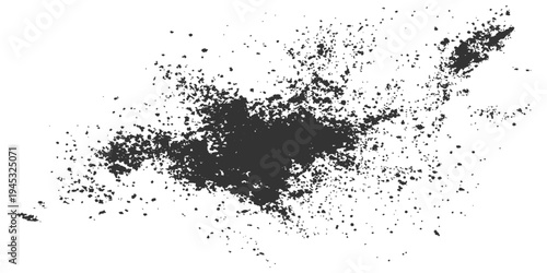 An abstract illustration with textures, textures formed from particles of black ink and spreading on an area.