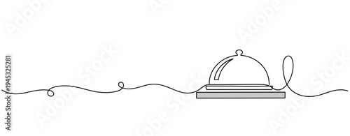 Service bell sitting on counter in simple line art. no editable stroke