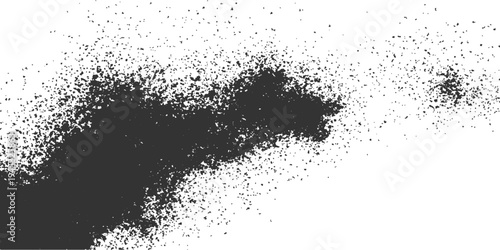 Abstract explosion of black dust particles creating a visually arresting display, evokes dynamic movement.