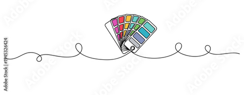 Color swatch fan fanned open in minimal continuous line art