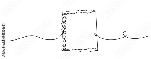 Rectangular torn paper positioned on continuous line in white setting