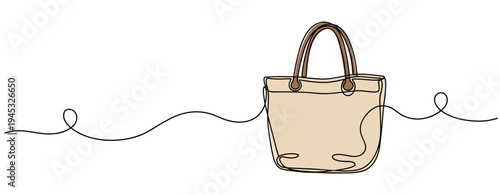 Canvas tote bag placed on simple continuous line background