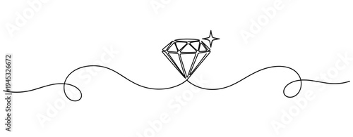 Diamond engagement ring centered on continuous line layout