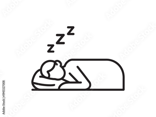 Sleeping person icon rest sleep bedtime tired character line vector