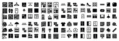 Fashion icons with jacket hanger and boot filled