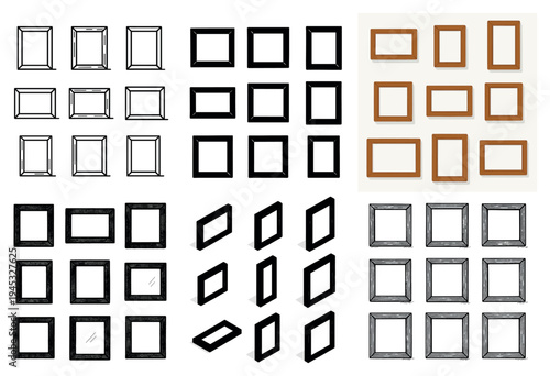 Gallery icons with square frame and rotated frame outline
