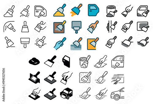 Painting icons with trowel putty knife squeegee minimal