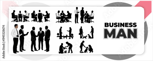 Set of pedestrian silhouettes featuring diverse people walking standing waving and walking dogs 
with various bags and accessories isolated on white background vector illustration