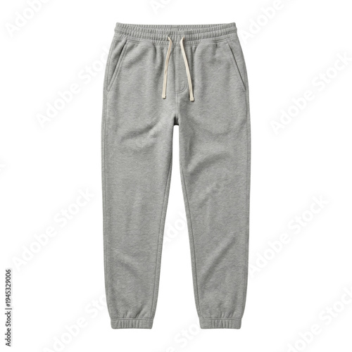 Foto Grey cotton joggers with drawstring waistband