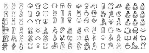 Clothing icons with dress shirt pants outline