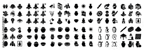 Ceramics icons with vase pot jar minimal