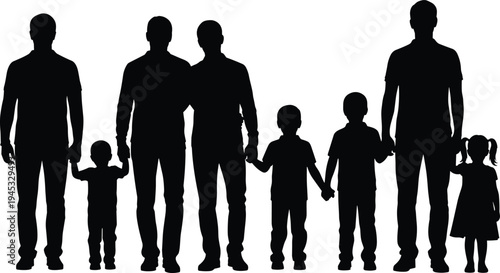 Family silhouettes parents and children holding hands illustration symbolizing love parenting unity childhood togetherness people vector design