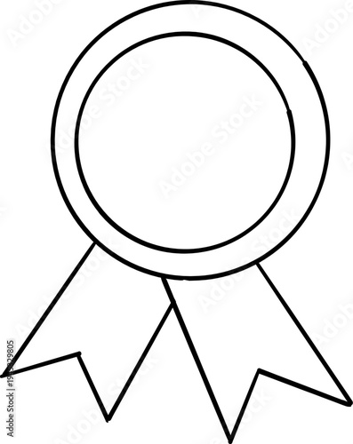 Certificate hand drawn Badge doodle sketch winner or prize, graduation diploma.