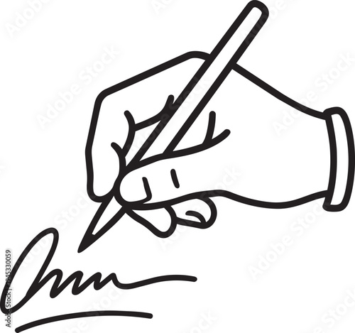 Handwriting identification pen signature linear sign for identity biometric verification and authentication technology isolated vector