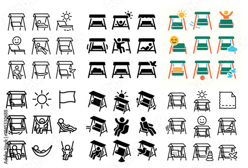 Swing icons with swingseat canopy sun outline