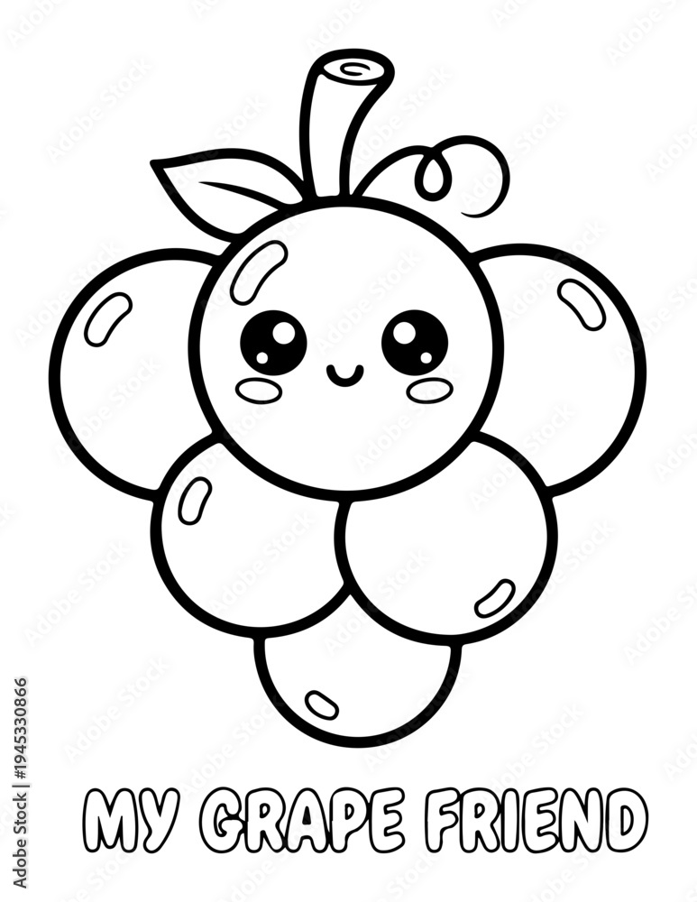Fototapeta premium Vector illustration of smiling grape character, cartoon fruit